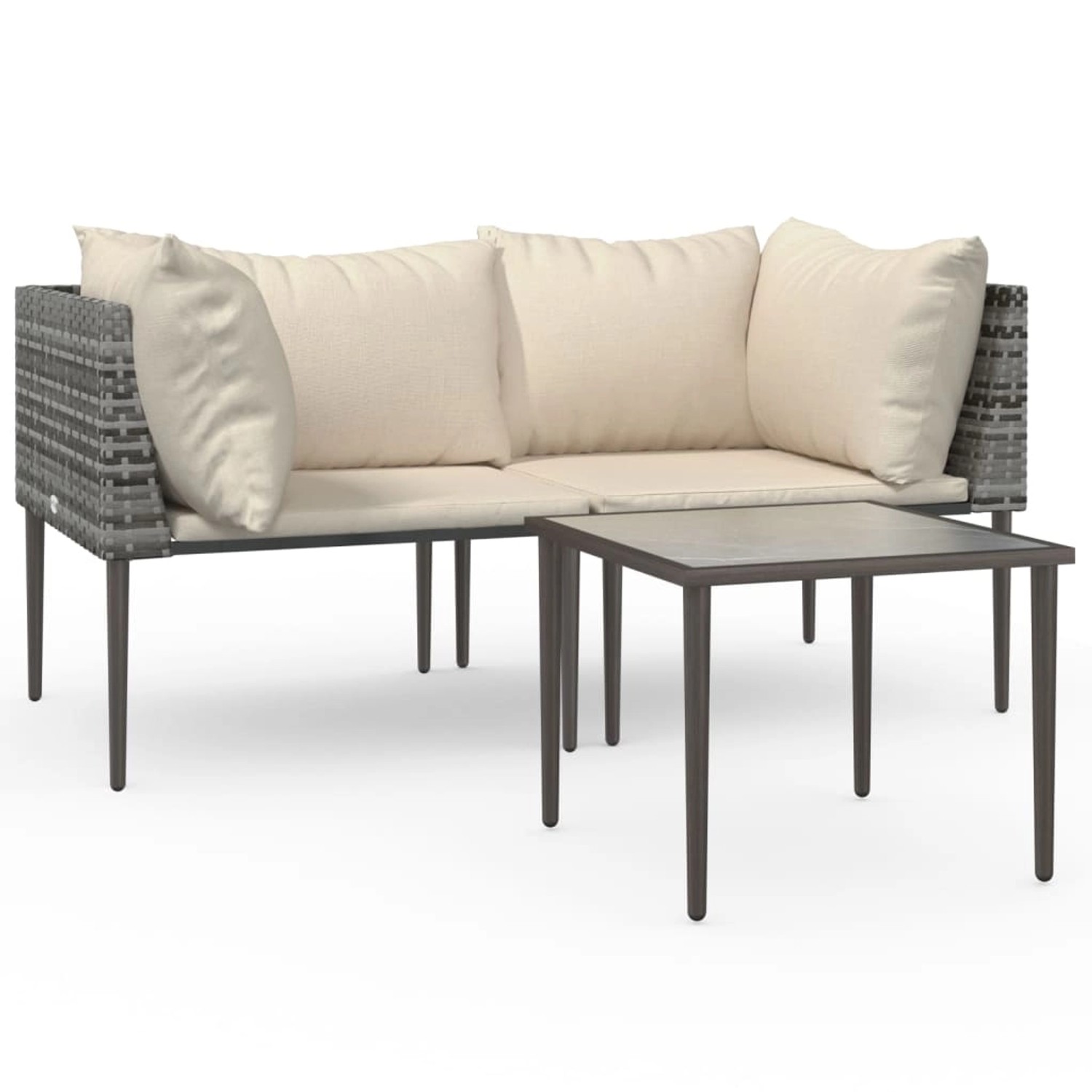 vidaXL 3-Tlg Garten-Lounge-Set mit Kissen Grau Poly Rattan 364127 günstig online kaufen