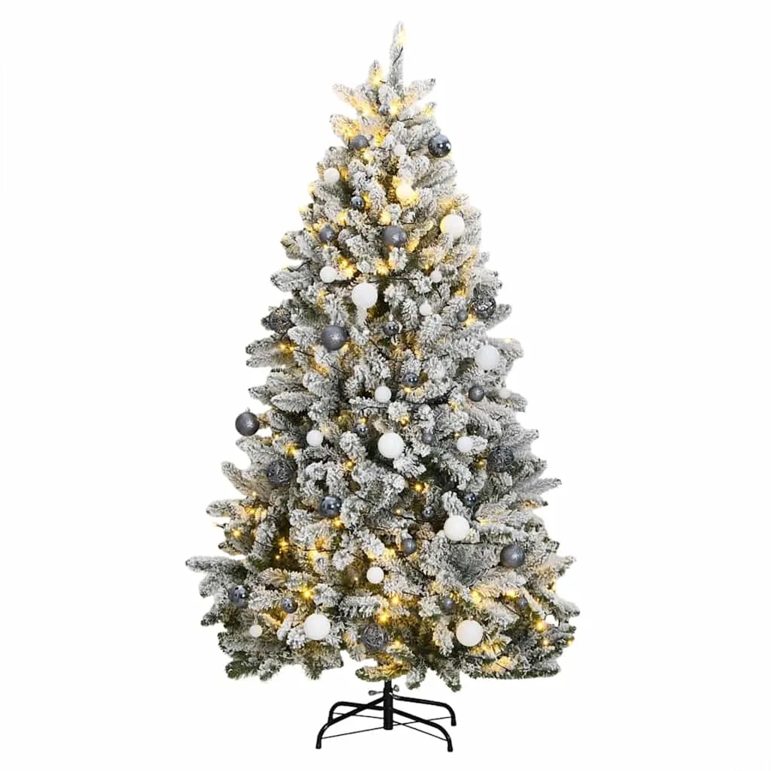 vidaXL Künstlicher Weihnachtsbaum Klappbar 300 LEDs & Kugeln 210 cm 3210175