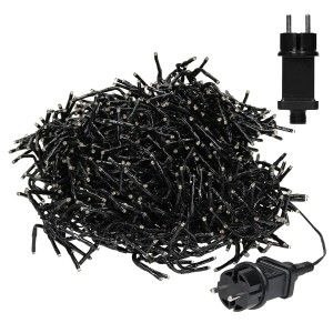 ECD Germany LED Cluster Lichterkette, 11m, 1512 warmweiße LEDs mit Stecker und Controller.