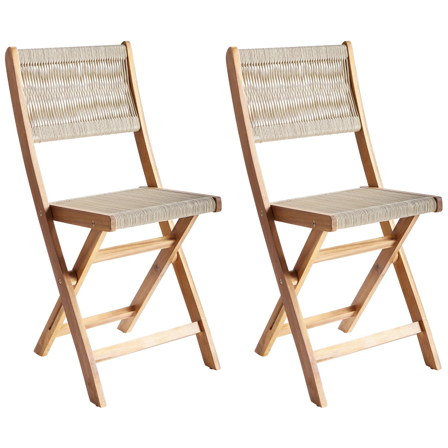 Beliani Gartenstuhl Beige Heller Holzfarbton 50x42x84 günstig online kaufen