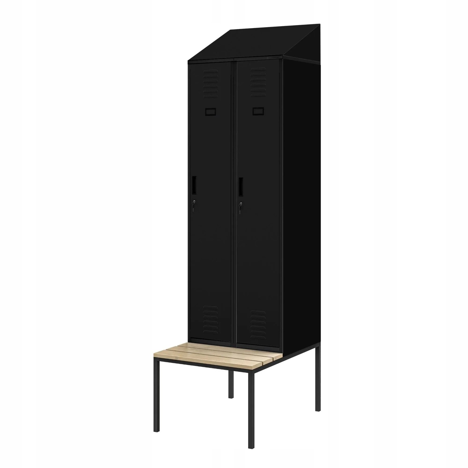 Jan Nowak Spind mit Sitzbank und Schrägdach KACPER II PRO 230 x 60 x 85 cm Schwarz