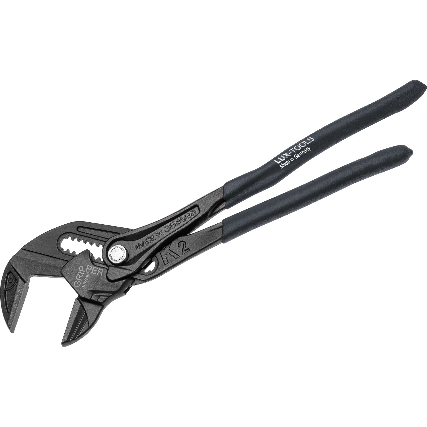Schwarzer LUX Zangenschlüssel 250 mm, einstellbare Rohrzange für Armaturen und Rohre.