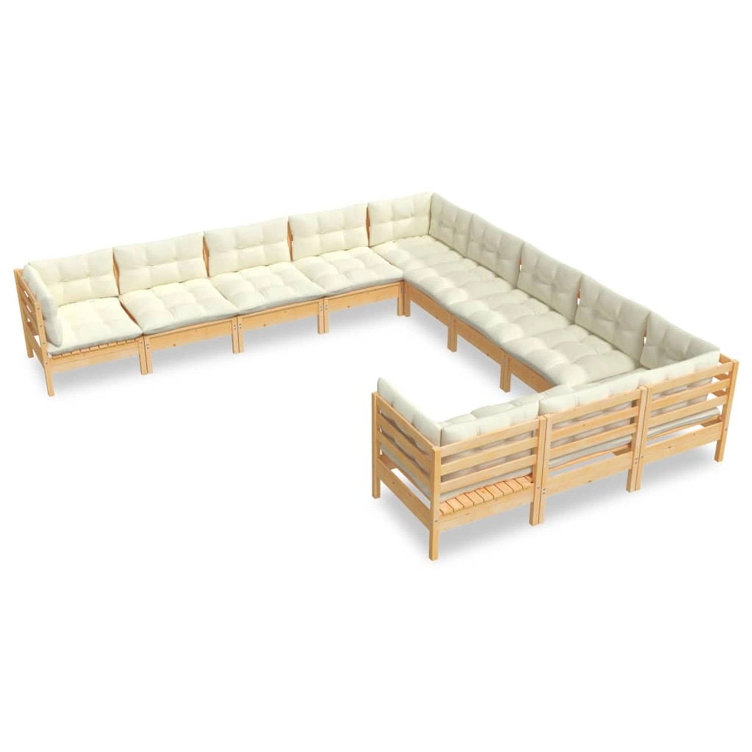 vidaXL 11-tlg Garten-Lounge-Set mit Creme Kissen Kiefernholz Modell 3 günstig online kaufen