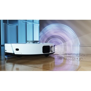 Shark Saug- und Wischroboter RV2800ZEEUWH in Weiß bei der Bodenreinigung.