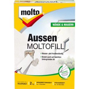 Molto Außen Moltofill Spachtelpulver, 2 kg, für Ausbesserungen im Außenbereich.