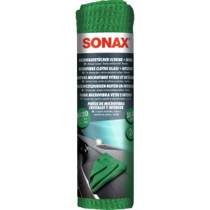 Sonax Microfasertücher für Autoscheiben und Innenraum, 2er-Pack, grün.