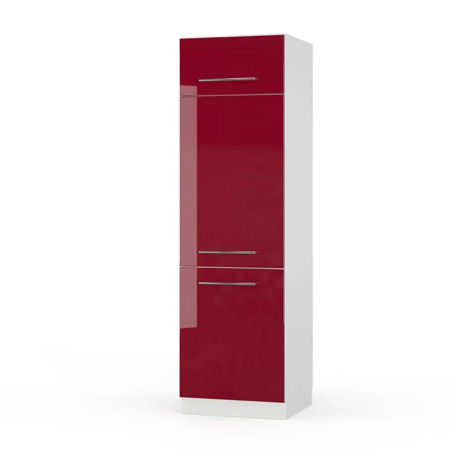 Vicco Kühlumbauschrank Fame-Line Hochschrank für die Küche Bordeaux Hochglanz Weiß 60 cm