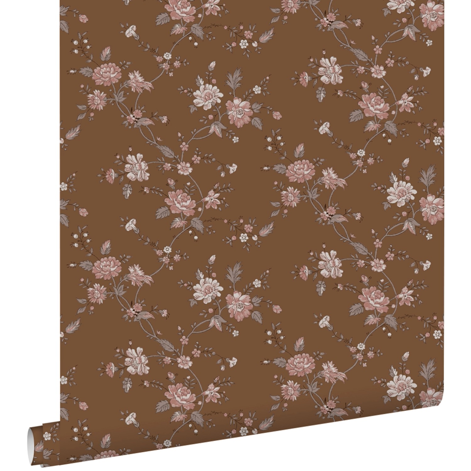 ESTAhome Tapete Blumen Rostbraun und Rosa 53 cm x 10,05 m 139286 günstig online kaufen