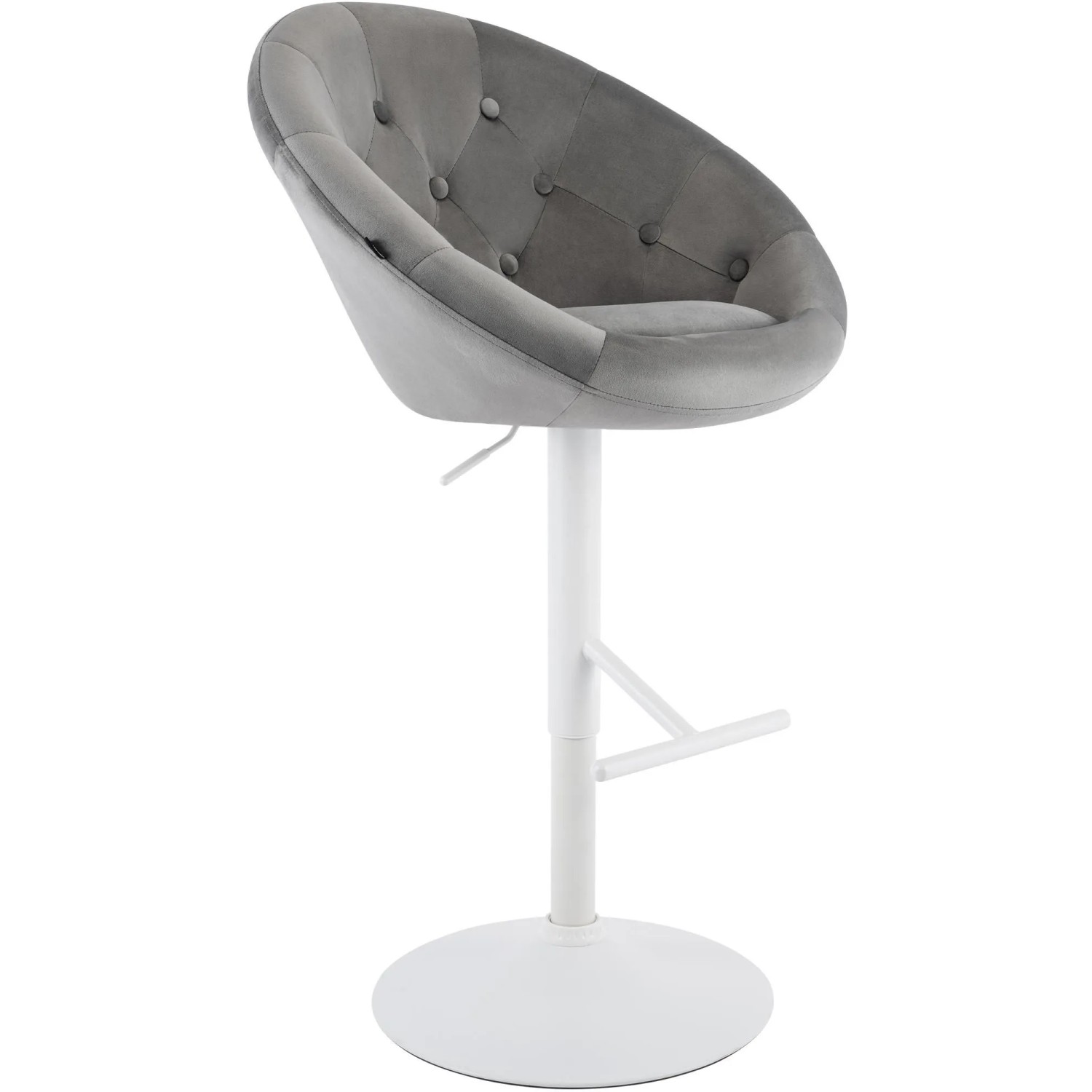 CLP Barhocker London Samt Grau/Weiß