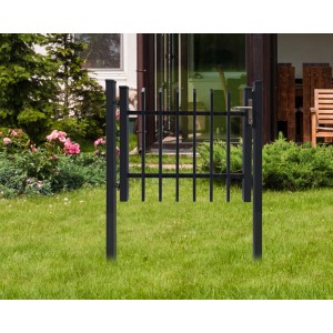 Anthrazitfarbenes Dekor-Einzeltor Porto zum Einbetonieren, 120x100 cm, für den Garten.