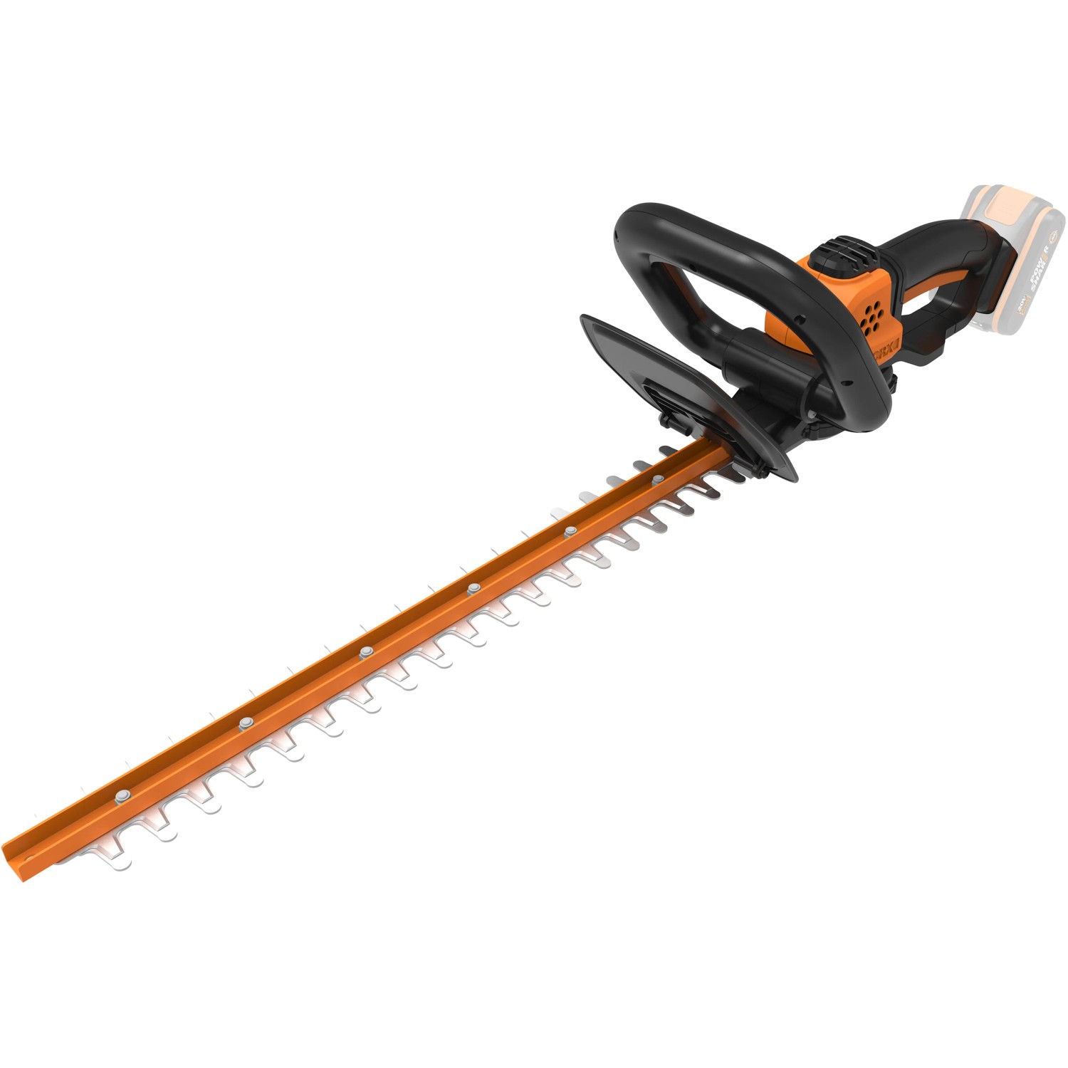 Worx Akku-Heckenschere WG261E.9, 45 cm Schwertlänge, für präzise Heckenschnitte.