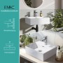 Emke Handwaschbecken, Keramik Aufsatz- oder Wandmontage, weiß, mit Hahnloch.