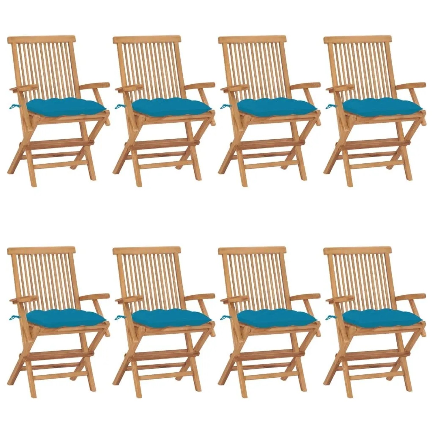 vidaXL Gartenstühle mit Hellblauen Kissen 8 Stk Massivholz Teak 3072908 günstig online kaufen