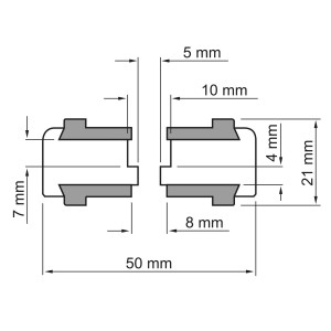 Technische Zeichnung von Dynavox Gerätefüßen aus Aluminium, schwarz, mit Maßangaben.