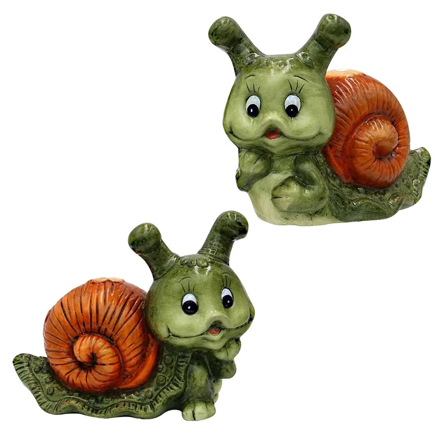 Image of Dekohelden24 2er Set Keramik Schnecke Dekoschnecke Gartendeko Maße L/B/H 20 x 10 x 15 cm