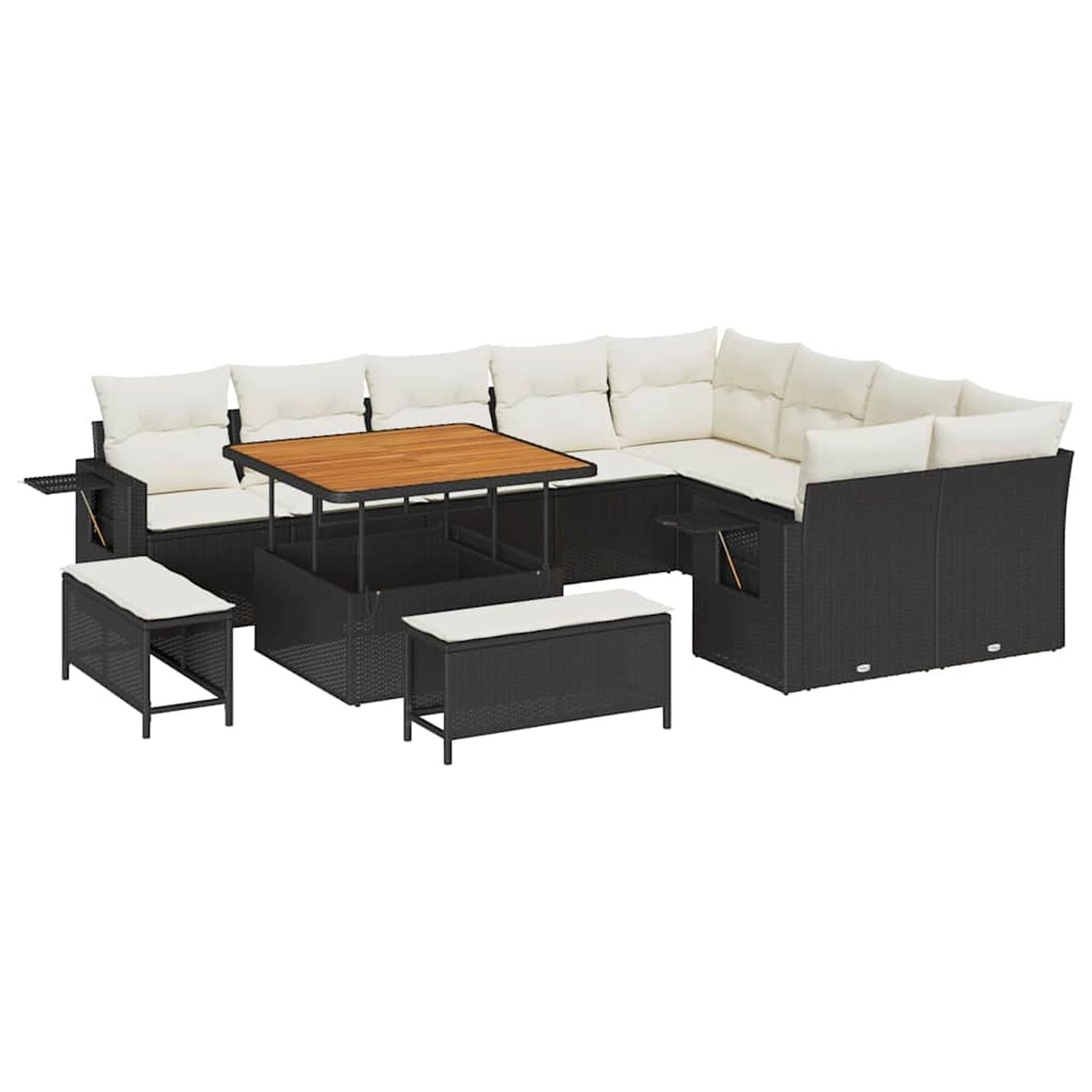 vidaXL Garten-Sofa-Set 12-Tlg Schwarz Poly Rattan 3361775 günstig online kaufen