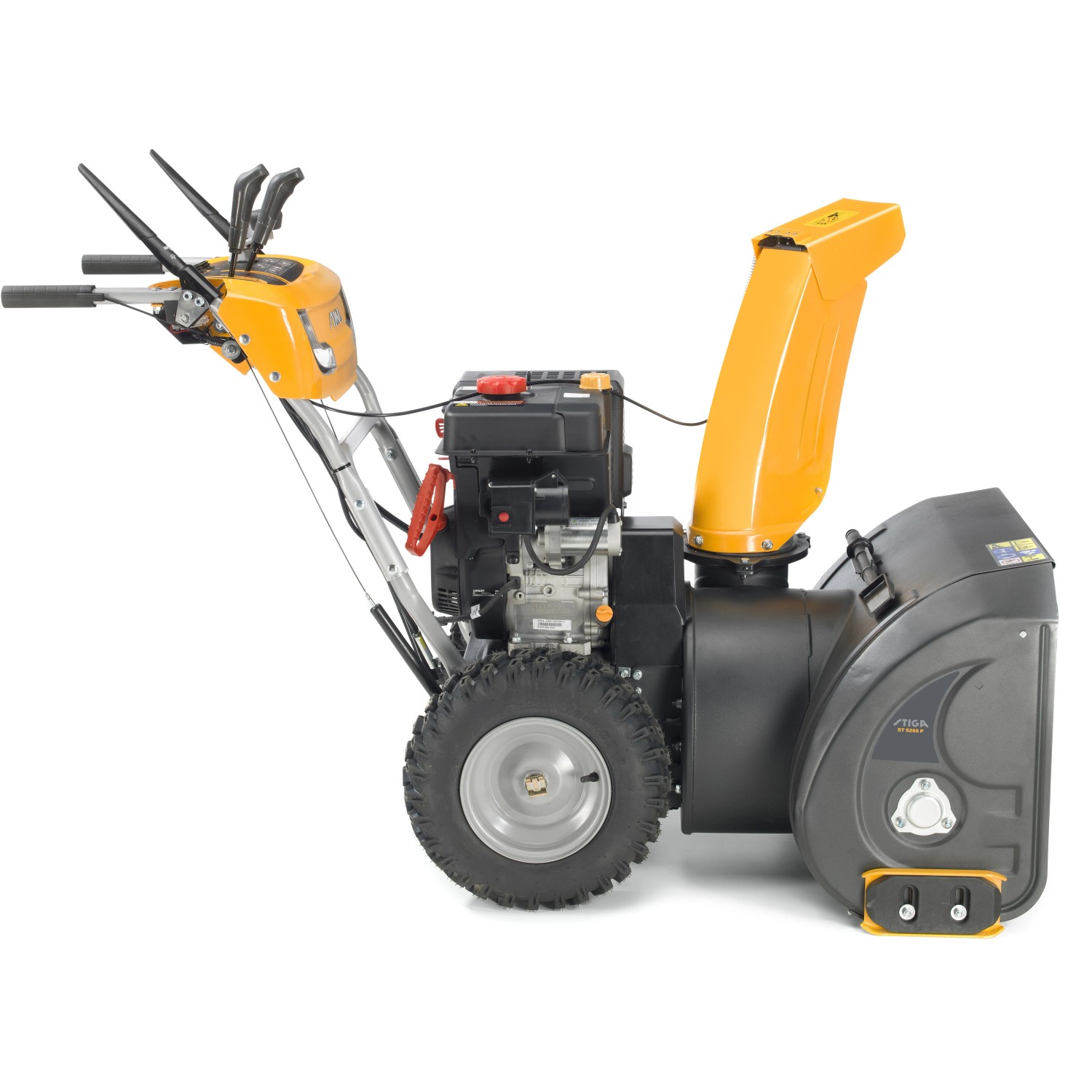 Stiga ST 5266 P Benzin-Schneefräse, 66 cm Arbeitsbreite, gelb-schwarz, Seitenansicht.