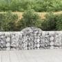 vidaXL Gabionen Hochbeet mit Bogen, 11 Stk, 200x50x80/100cm, Eisen, silbern, gefüllt mit Steinen.