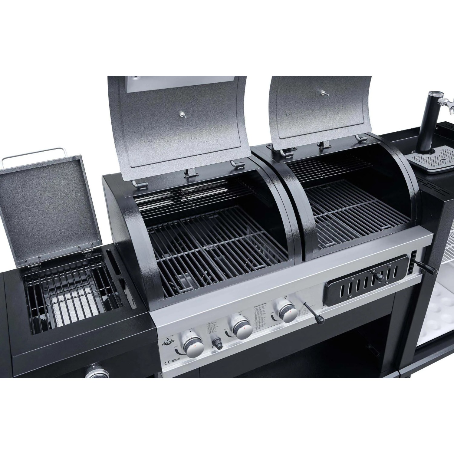 El Fuego Kombigrill 3 in 1: Gasgrill und Holzkohlegrill mit Bierkühler und Zapfanlage.