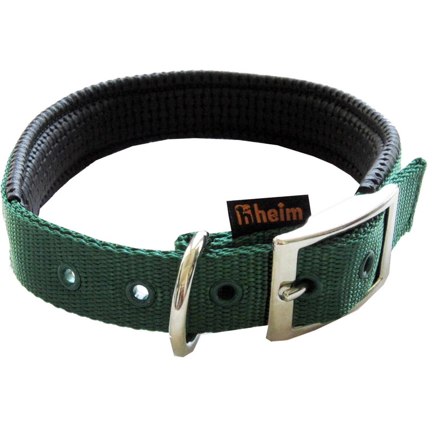 Heim Hundehalsband Gurtband gefüttert genäht Breite 18 mm Länge 45 cm Grün