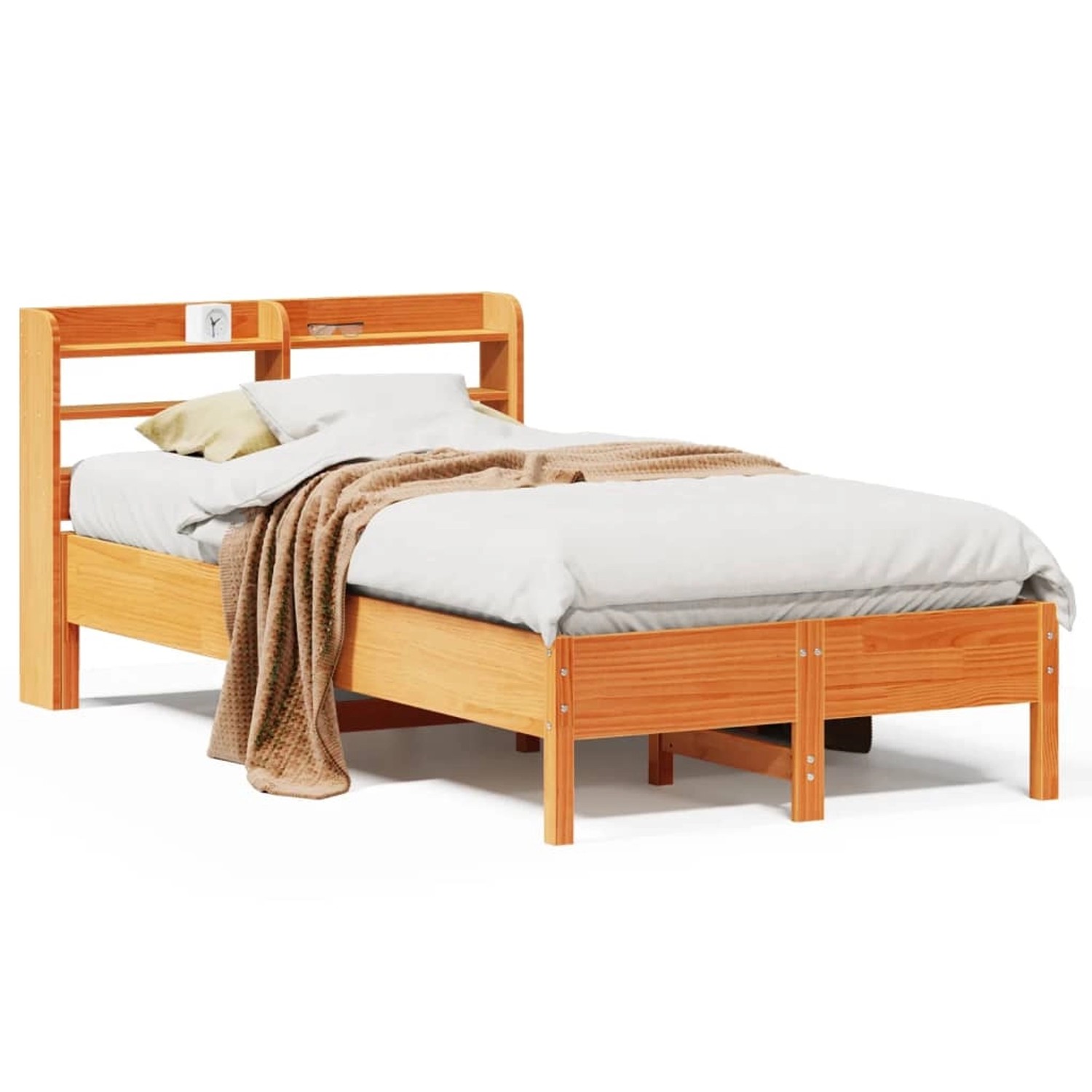 vidaXL Massivholzbett ohne Matratze Wachsbraun 120x200 cm Kiefernholz 33068 günstig online kaufen