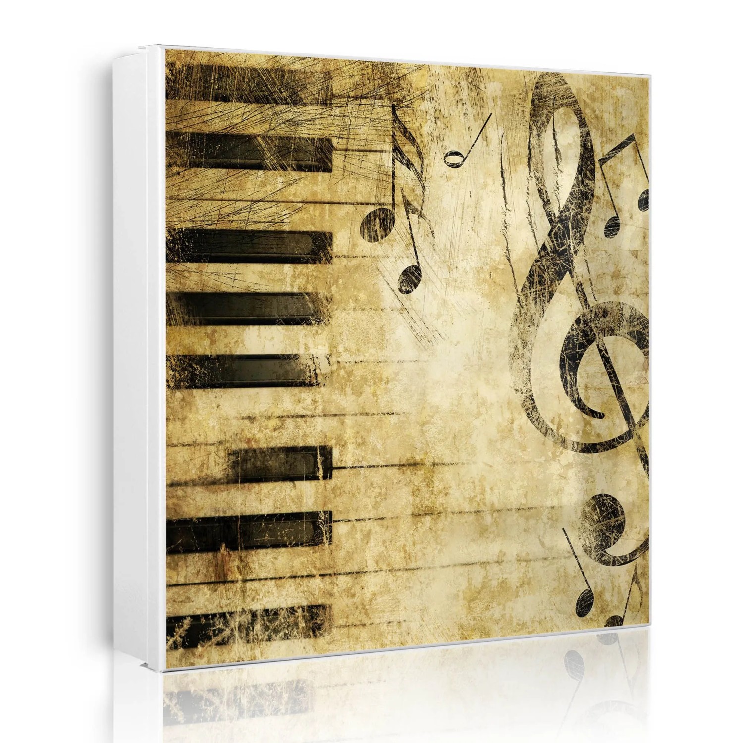Banjado Großer Schlüsselkasten Metall 30x30cm Weiß Scharnier Links 50 Haken Beschreibbar Magnetisch Motiv Music