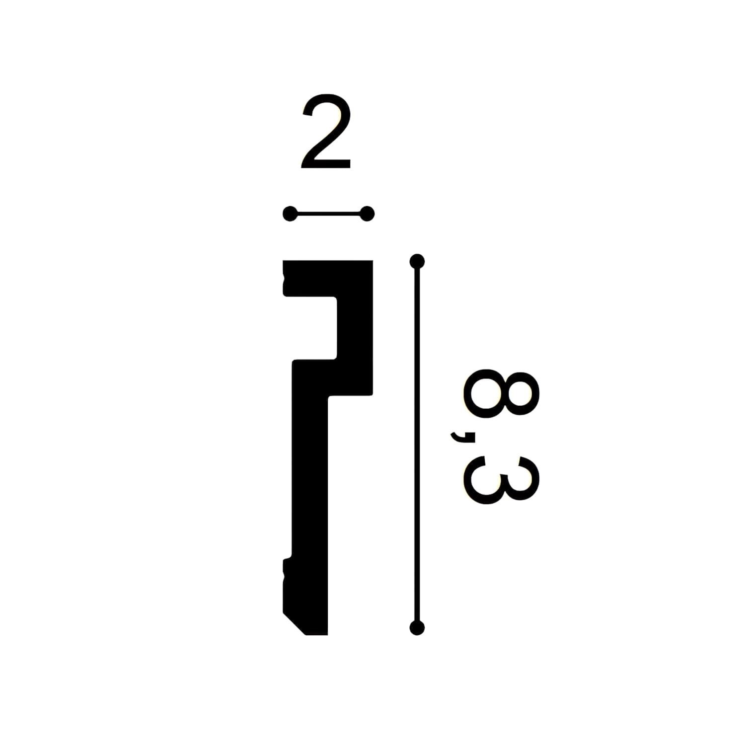 Profilzeichnung der weißen ORAC DECOR PX198 Wandleiste, 8,3x8,3x200cm.