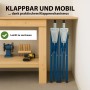 Zwei blaue, zusammengeklappte TRUTZHOLM Arbeitsböcke aus Stahl unter einer Werkbank.