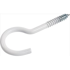 LUX Schraubhaken, gebogen, verzinkt, Ø 3,3x60mm, weiß, 4er-Set, für leichte Befestigungen.