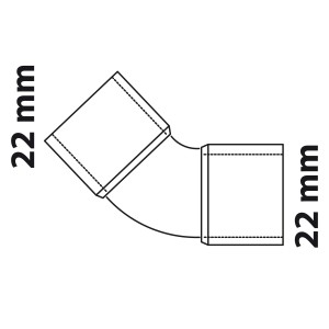 Kirchhoff Bogen 45° 22 mm, blanker Kupfer Lötfitting mit 2 Muffen für Sanitär- und Heizungsinstallation.