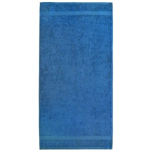Blaues Dyckhoff Handtuch "Planet" (50x100 cm) aus Baumwolle mit Bordüre.