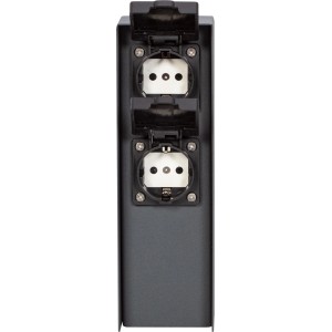 Anthrazitfarbene 2-fach Steckdosensäule IP44 für den Außenbereich.