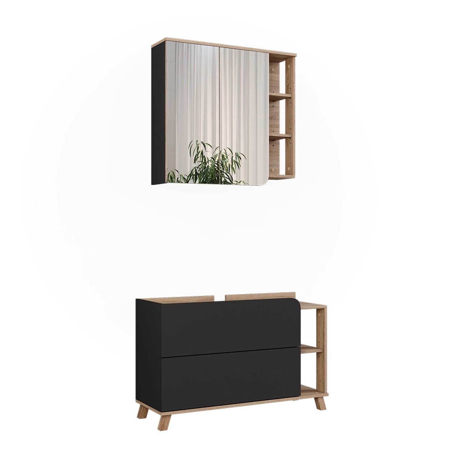 Vicco Badmöbel-Set Karen Sonoma/Anthrazit 2 Teile günstig online kaufen