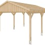 Skan Holz Carport Fichtelberg aus Fichte, naturbelassen mit Dachlattung.