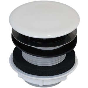 Bette Schaftventil, 1 1/4 Zoll, weiß emailliert, für Waschbecken ohne Überlauf.