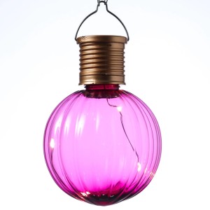 Marelida LED Solar Glühbirne Kugelleuchte Solarleuchte Balkon Terrasse Gartendeko Pink