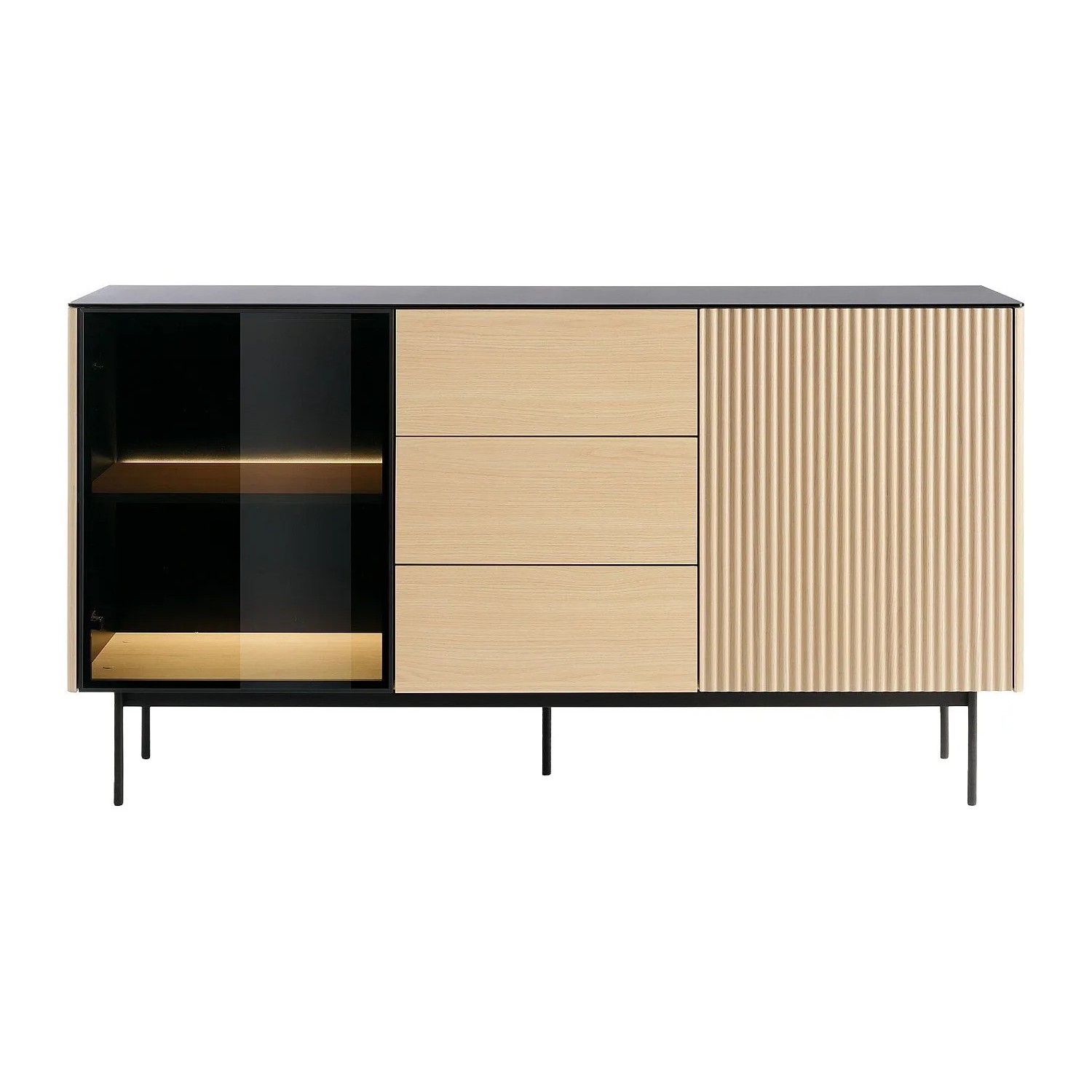 Vente-unique Sideboard Sayera Schwarz  Naturfarben Hell 157 cm