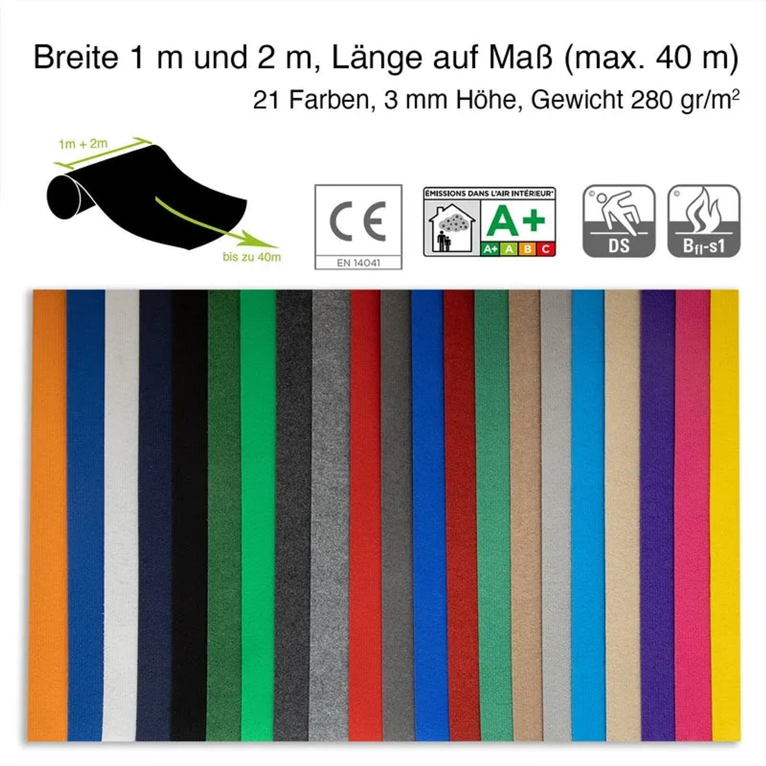 KARAT Messeteppich Sintra in vielen Farben: Zuschnitt nach Maß, ideal als Gangläufer.