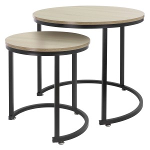 ML-Design Beistelltisch 2er Set, rund, Sonoma-Eiche, Wohnzimmertische.