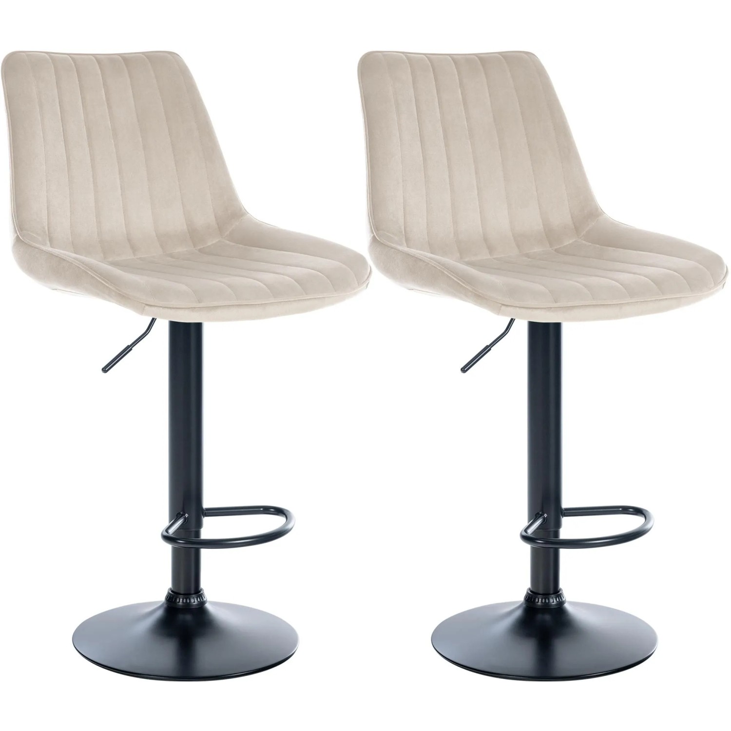 CLP 2er Set Barhocker Toni Samt Metall Matt Schwarz/Creme