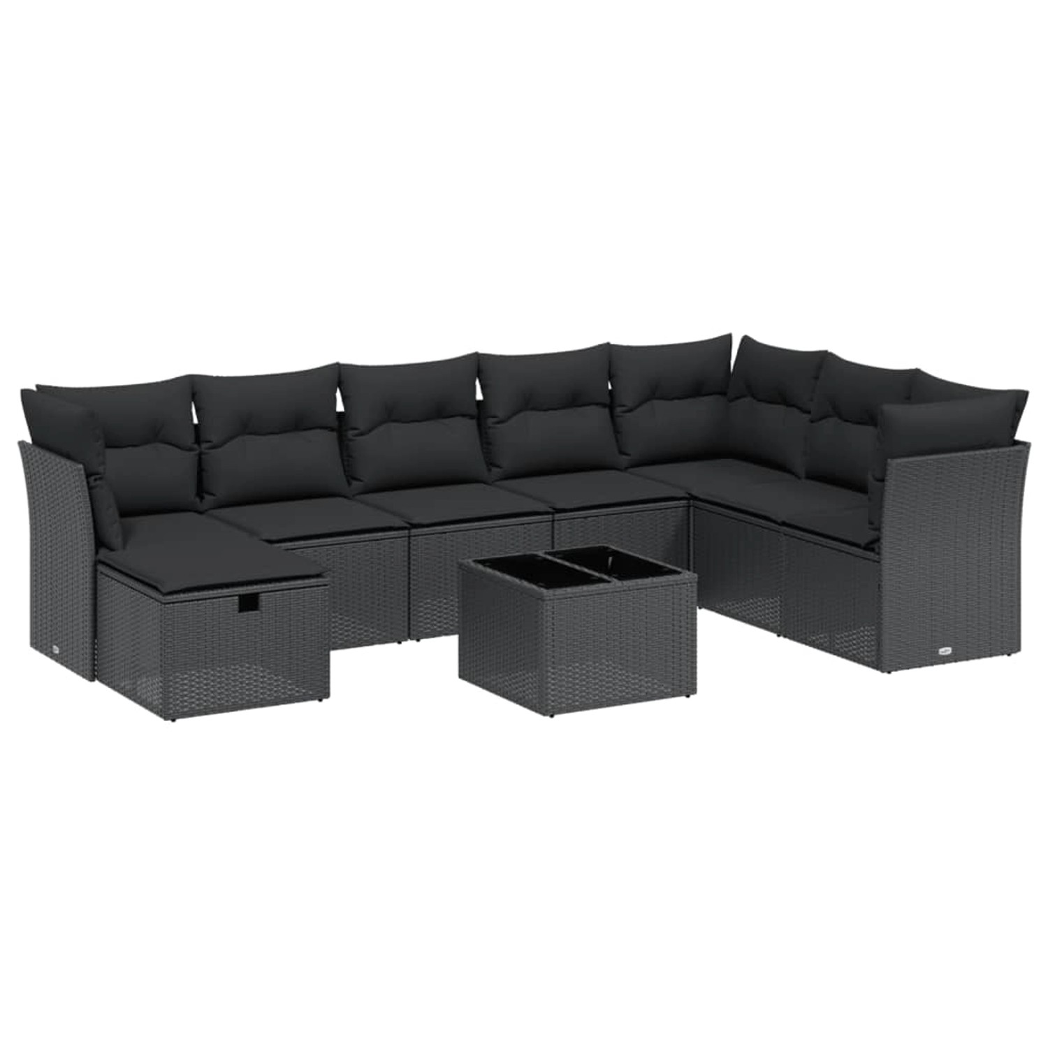 vidaXL 9-tlg. Garten-Sofagarnitur mit Kissen Schwarz Poly Rattan günstig online kaufen