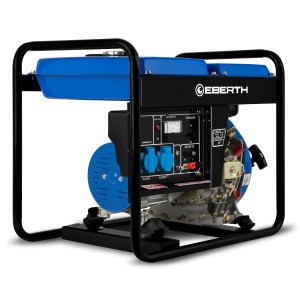 EBERTH Diesel Stromerzeuger mit 2000 Watt, blau und schwarz, mit 2 Steckdosen.