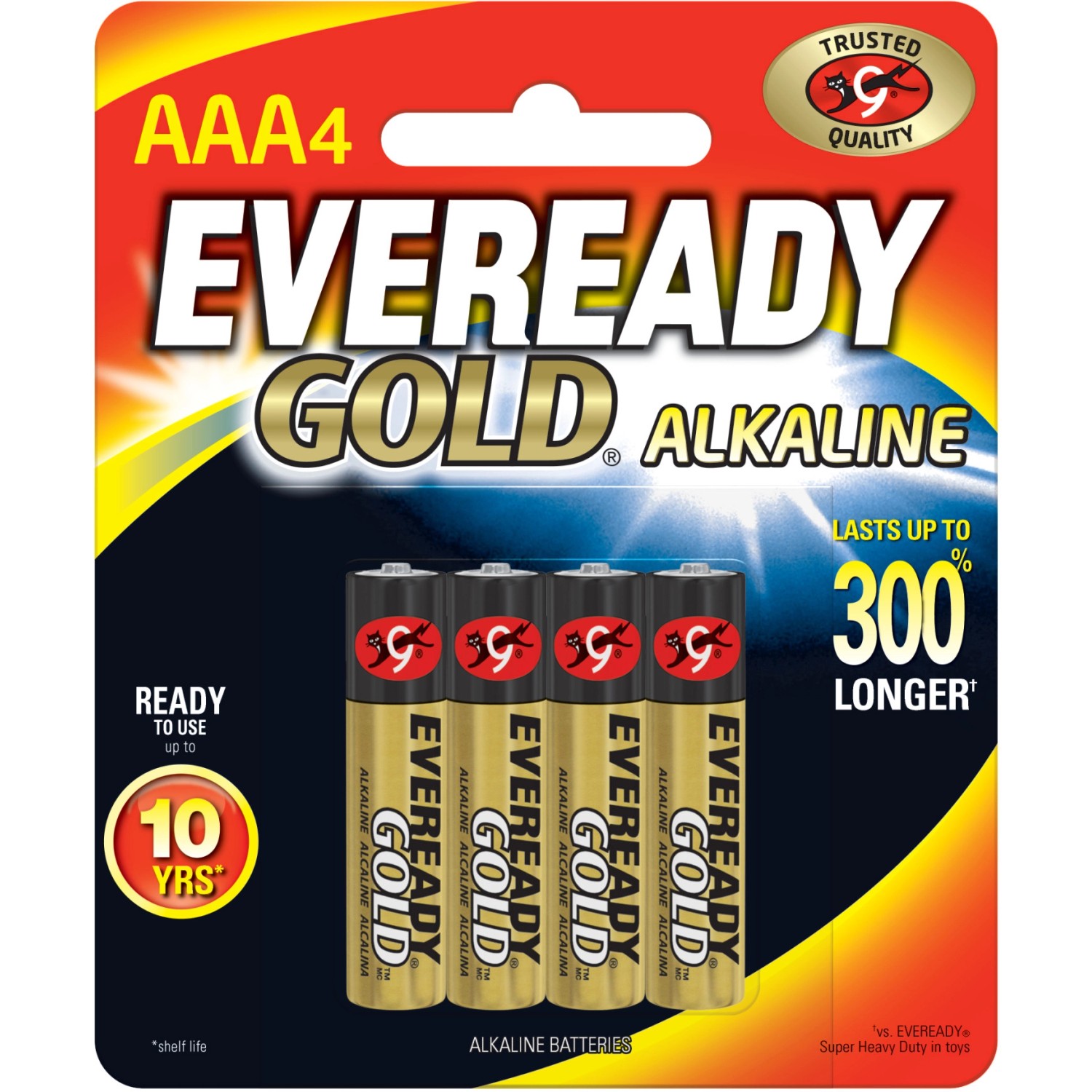 Energizer Alkaline Batterie Eveready Gold AAA Micro 4 Stück