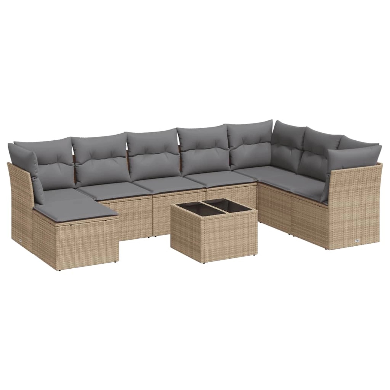 vidaXL 9-Tlg Garten-Sofagarnitur mit Kissen Beige Poly Rattan 3218059 günstig online kaufen