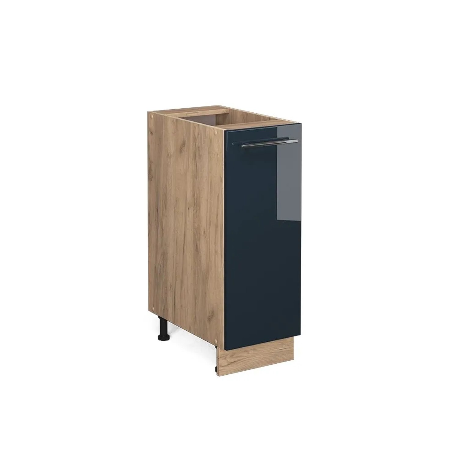 Vicco Apothekerschrank Fame-Line DunkelBlau Hochglanz Goldkraft Eiche 30 cm ohne Arbeitsplatte