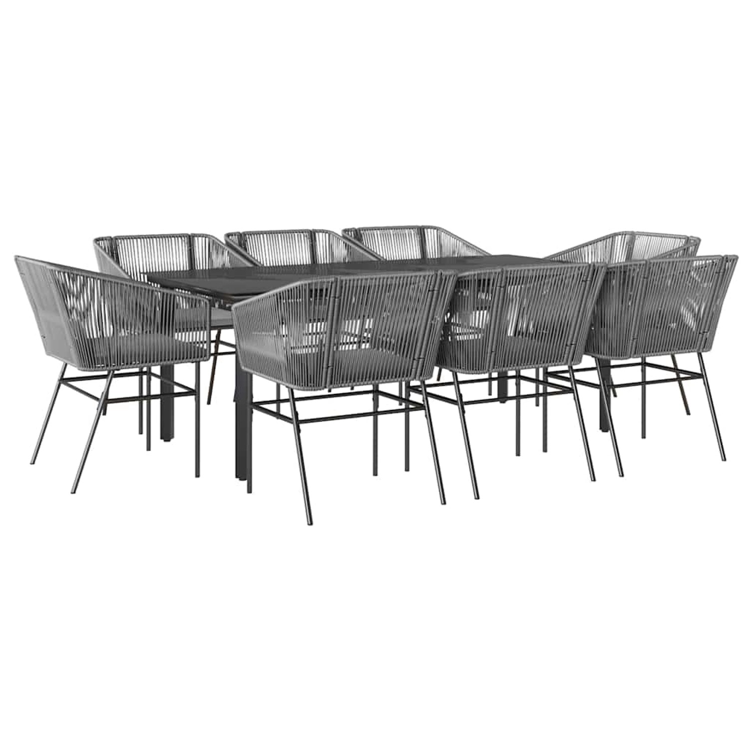 vidaXL 9-Tlg Garten-Essgruppe mit Kissen Grau Poly Rattan Glas 3334631 günstig online kaufen