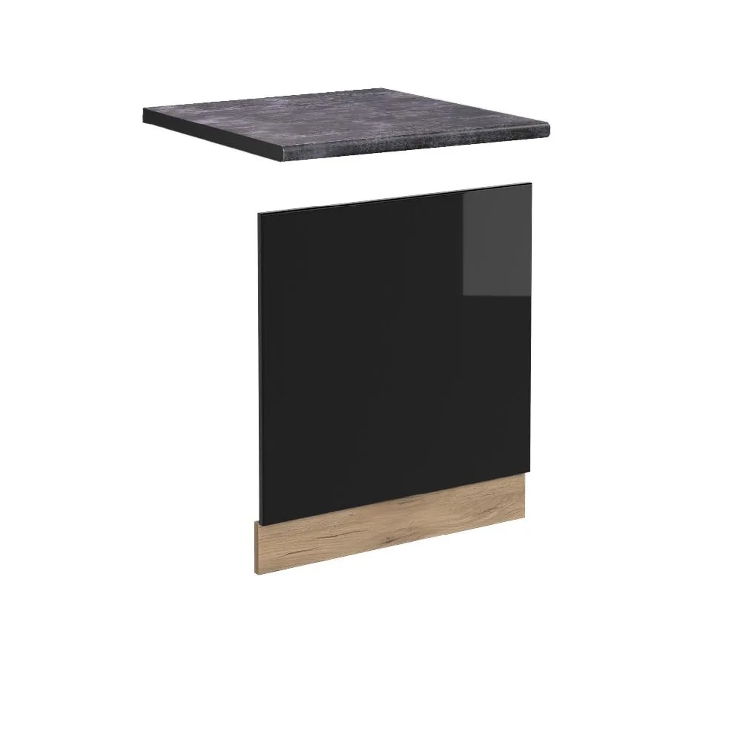 Vicco Frontblende R-Line Schwarz Hochglanz Goldkraft Eiche 60 cm AP Anthrazit