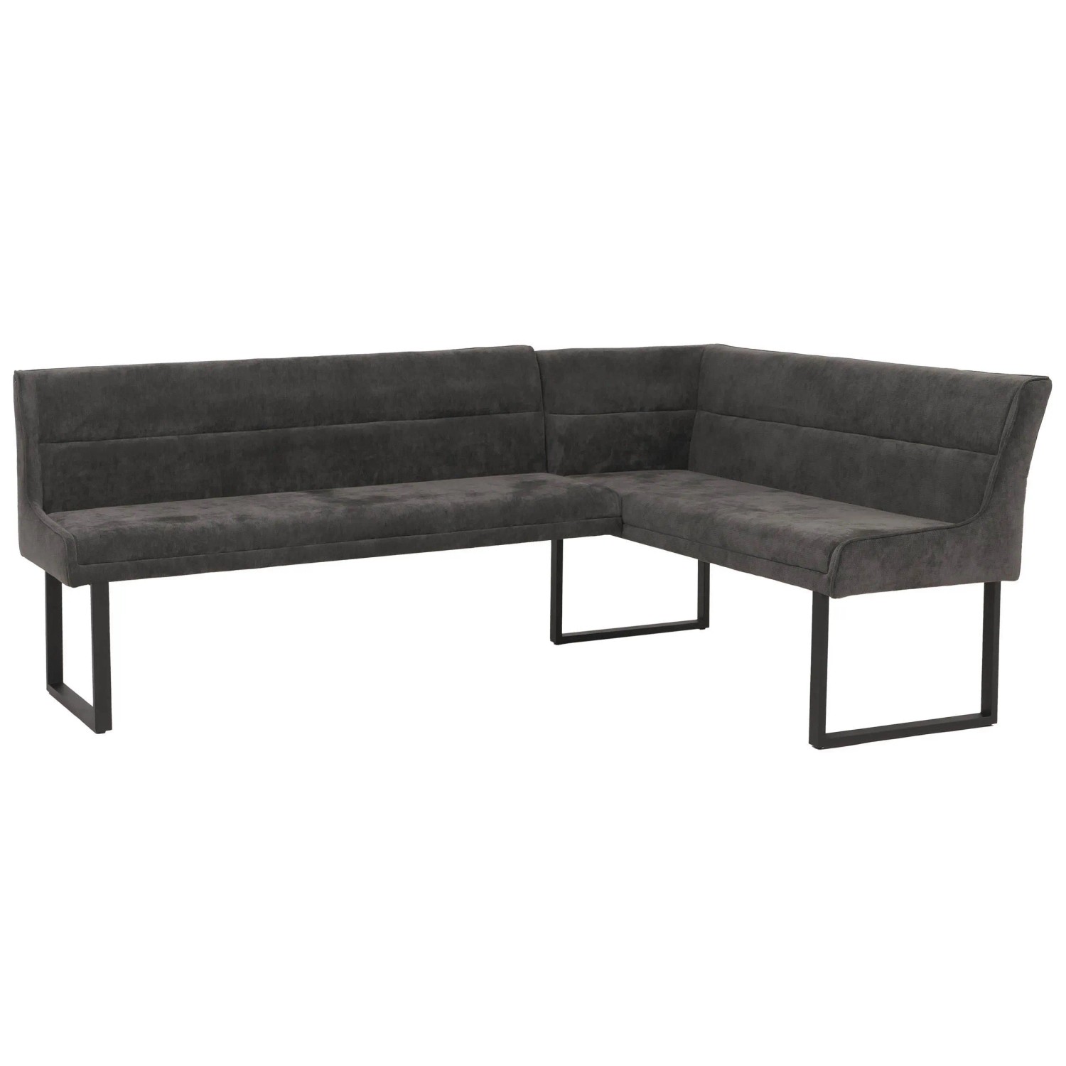 Mcw Eckbank O81 Öko-Tex Chenille Stoff/Textil Metall 210x159cm Dunkelgrau