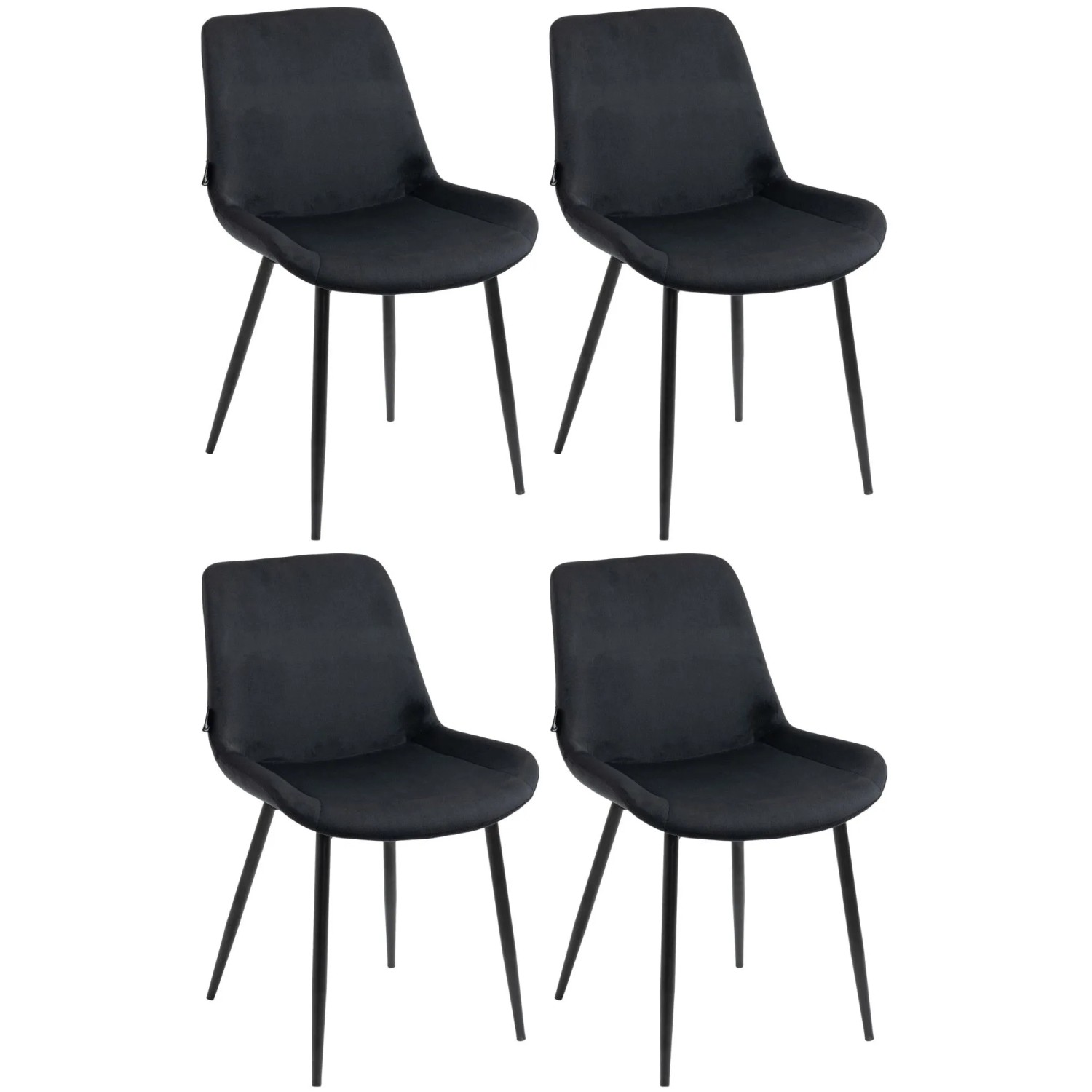 DELUKE 4er Set Esszimmerstühle WIKIL Samt 80x51x60cm Schwarz Samt Metall Matt Schwarz Gestell Stühle Esszimmerstühle Esstisch Küchenstuhl