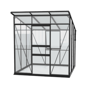 Vitavia Gewächshaus Palma 4450, schwarzer Rahmen, Sicherheitsglas und Hohlkammerplatten, 4,4 m².